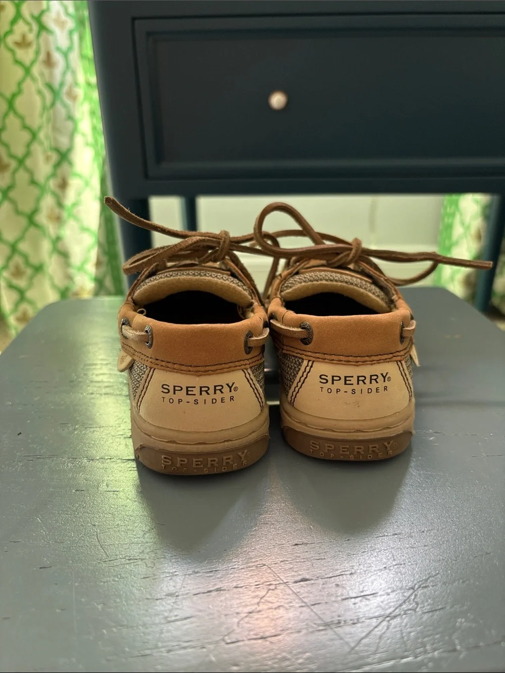 Boys Sperry Tan/Brown Moccasin Boat Shoes—toddler size 9.5W